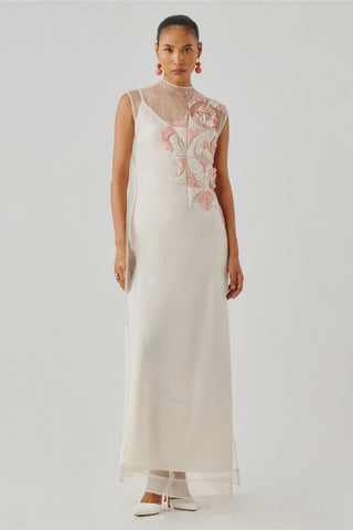 Organza Dress - Indian Wedding - Ivory Bloom Ascent by Aroka