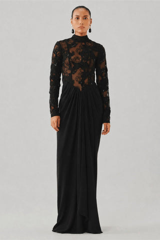 Embroidered Gown - Indian Wedding - Zoya Black Ascent by Aroka