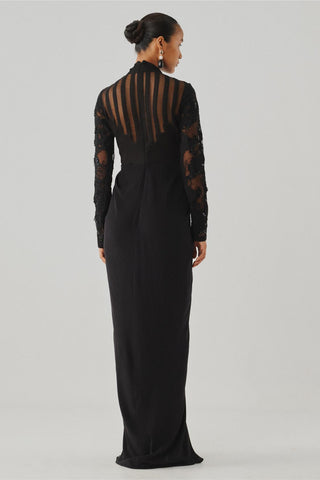 Embroidered Gown - Indian Wedding - Zoya Black Ascent by Aroka