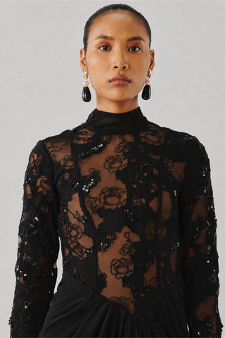 Embroidered Gown - Indian Wedding - Zoya Black Ascent by Aroka