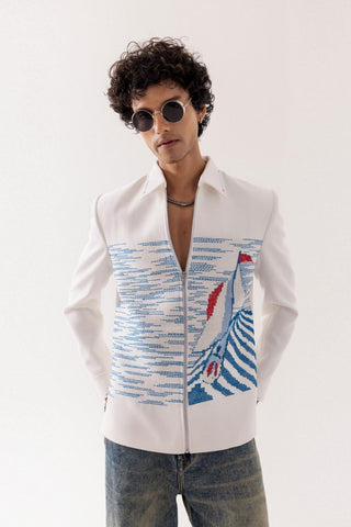Jacket special occasion - Ivory Bomber Voyage Thread by Paarsh