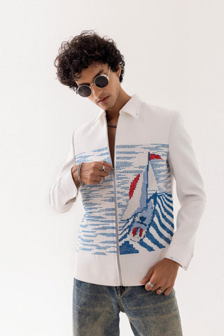 Jacket special occasion - Ivory Bomber Voyage Thread by Paarsh