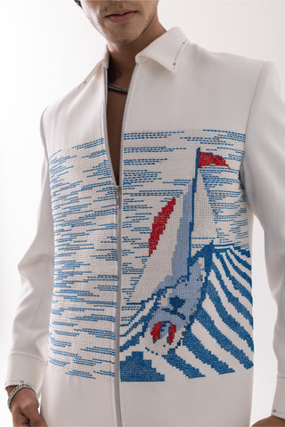 Jacket special occasion - Ivory Bomber Voyage Thread by Paarsh