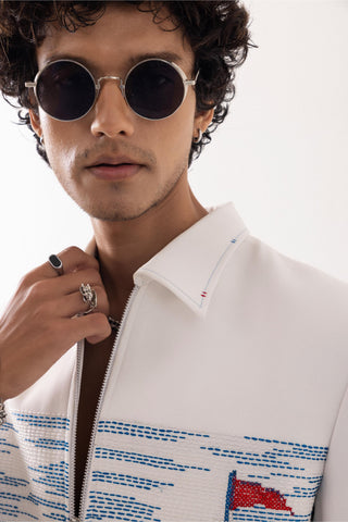 Jacket special occasion - Ivory Bomber Voyage Thread by Paarsh
