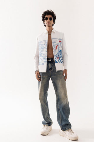 Jacket special occasion - Ivory Bomber Voyage Thread by Paarsh