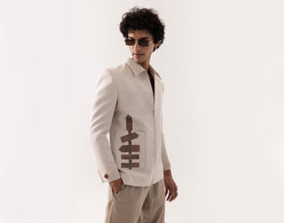 Jacket special occasion - Beige Bomber Tropical Taana by Paarsh 