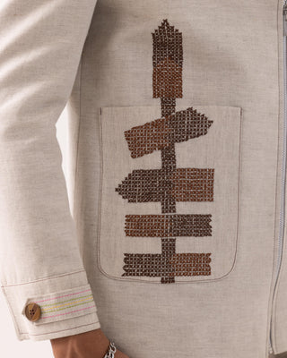 Jacket special occasion - Beige Bomber Tropical Taana by Paarsh 