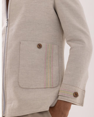 Jacket special occasion - Beige Bomber Tropical Taana by Paarsh 