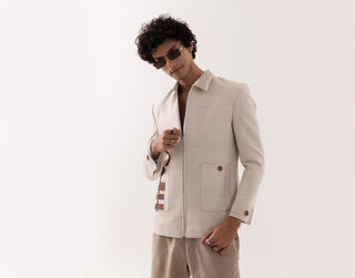 Jacket special occasion - Beige Bomber Tropical Taana by Paarsh 