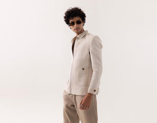 Jacket special occasion - Beige Bomber Tropical Taana by Paarsh 