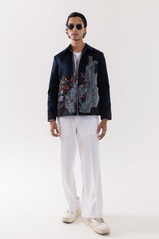 Jacket special occasion -  Blue Bomber Midnight Bloom by Paarsh