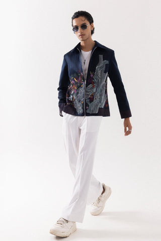 Jacket special occasion -  Blue Bomber Midnight Bloom by Paarsh