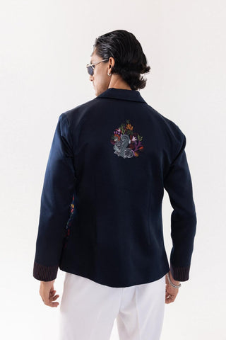 Jacket special occasion -  Blue Bomber Midnight Bloom by Paarsh