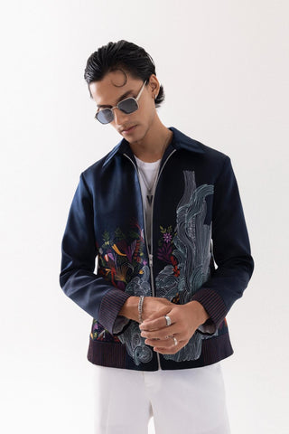Jacket special occasion -  Blue Bomber Midnight Bloom by Paarsh