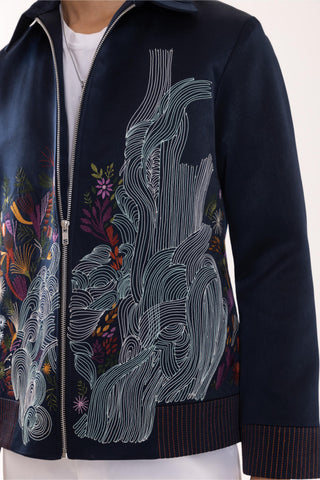 Jacket special occasion - Blue Bomber Midnight Bloom by Paarsh