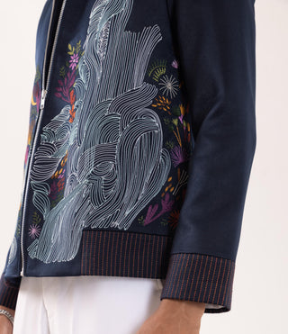 Jacket special occasion - Blue Bomber Midnight Bloom by Paarsh
