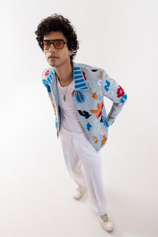 Jacket special occasion - Blue Bomber Azure Mirage by Paarsh