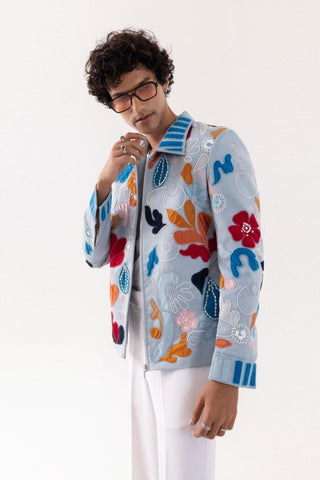 Jacket special occasion - Blue Bomber Azure Mirage by Paarsh