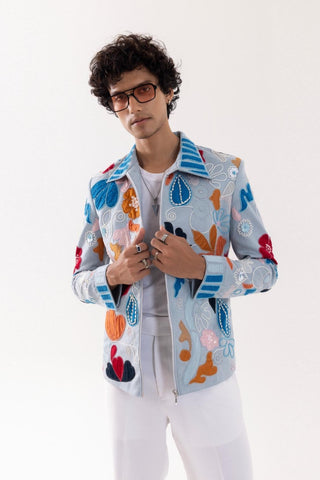 Jacket special occasion - Blue Bomber Azure Mirage by Paarsh