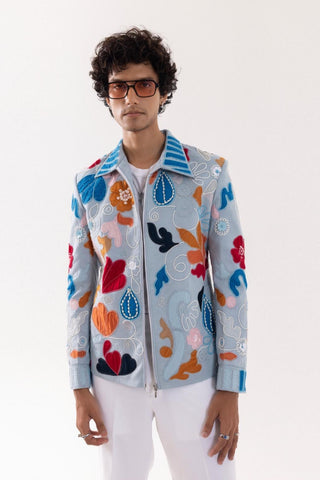 Jacket special occasion - Blue Bomber Azure Mirage by Paarsh