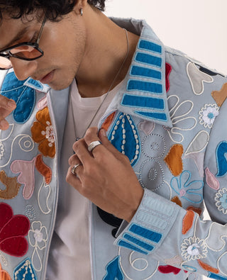 Jacket special occasion - Blue Bomber Azure Mirage by Paarsh