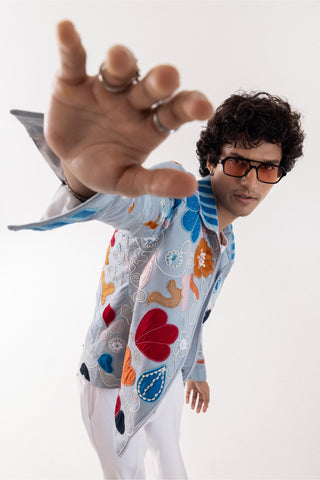 Jacket special occasion - Blue Bomber Azure Mirage by Paarsh