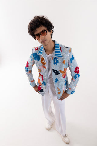 Jacket special occasion - Blue Bomber Azure Mirage by Paarsh
