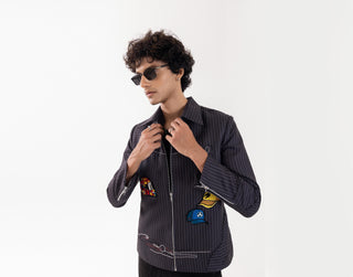 Jacket special occasion - Gray Bomber Apex Drift by Paarsh 