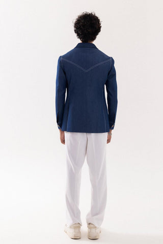 Jacket special occasion - Blue Bomber Denim Shacket by Paarsh 