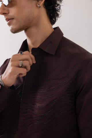 Full Sleeve Shirt for Special Occasions – Brown Arva Puddle by Paarsh