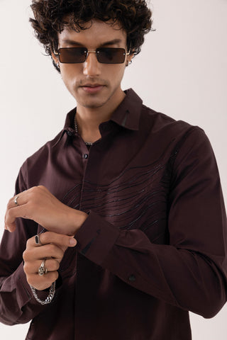 Full Sleeve Shirt for Special Occasions – Brown Arva Puddle by Paarsh