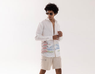 Full Sleeve Shirt for Special Occasions – Ivory Arva Mt Fuji by Paarsh