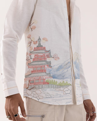Full Sleeve Shirt for Special Occasions – Ivory Arva Mt Fuji by Paarsh