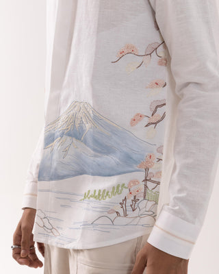 Full Sleeve Shirt for Special Occasions – Ivory Arva Mt Fuji by Paarsh