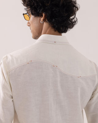 Full Sleeve Shirt for Special Occasions – Ivory Arva Mexican by Paarsh
