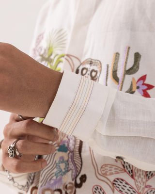 Full Sleeve Shirt for Special Occasions – Ivory Arva Mexican by Paarsh