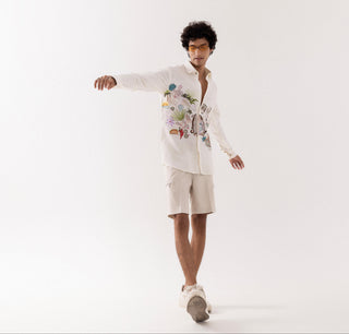 Full Sleeve Shirt for Special Occasions – Ivory Arva Mexican by Paarsh