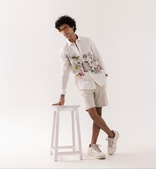 Full Sleeve Shirt for Special Occasions – Ivory Arva Mexican by Paarsh