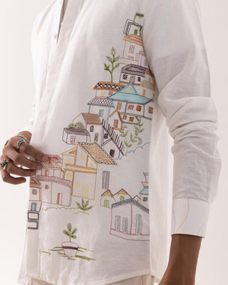 Full Sleeve Shirt for Special Occasions – Ivory Arva Amalfi Coast by Paarsh