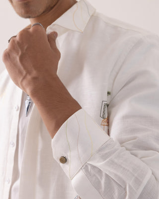 Full Sleeve Shirt for Special Occasions – Ivory Arva Amalfi Coast by Paarsh