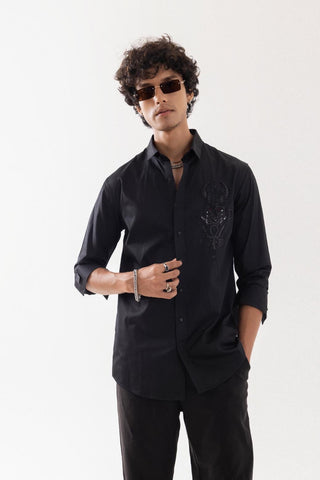 Full Sleeve Shirt for Special Occasions – Black Arva Mighty Wolf by Paarsh