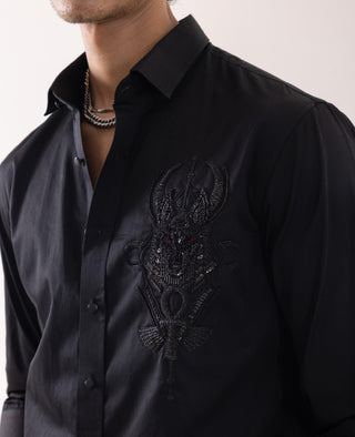 Full Sleeve Shirt for Special Occasions – Black Arva Mighty Wolf by Paarsh