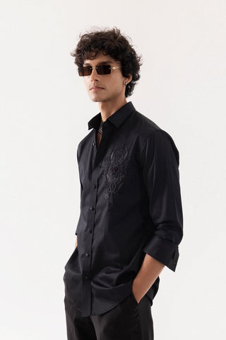 Full Sleeve Shirt for Special Occasions – Black Arva Mighty Wolf by Paarsh