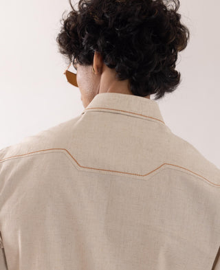 Full Sleeve Shirt for Special Occasions – Beige Arva Illustrated Map by Paarsh