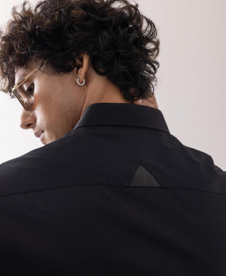 Full Sleeve Shirt for Special Occasions – Black Arva Leather Cord Arrow by Paarsh