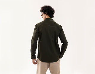 Full Sleeve Shirt for Special Occasions – Green Arva Abstract Kantha by Paarsh