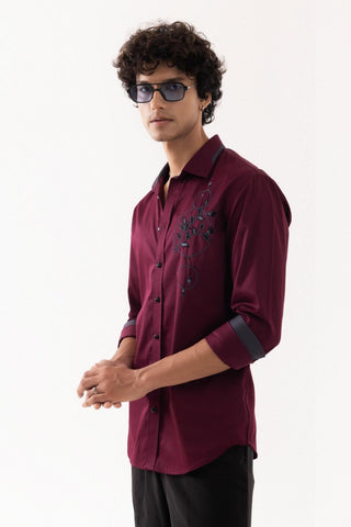 Full Sleeve Shirt for Special Occasions – Red Arva Last Leaf by Paarsh