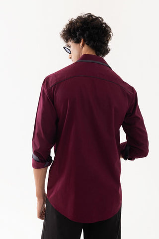 Full Sleeve Shirt for Special Occasions – Red Arva Last Leaf by Paarsh