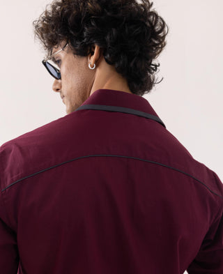 Full Sleeve Shirt for Special Occasions – Red Arva Last Leaf by Paarsh