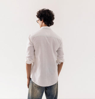 Full Sleeve Shirt for Special Occasions – Ivory Arva Chain Stitch by Paarsh